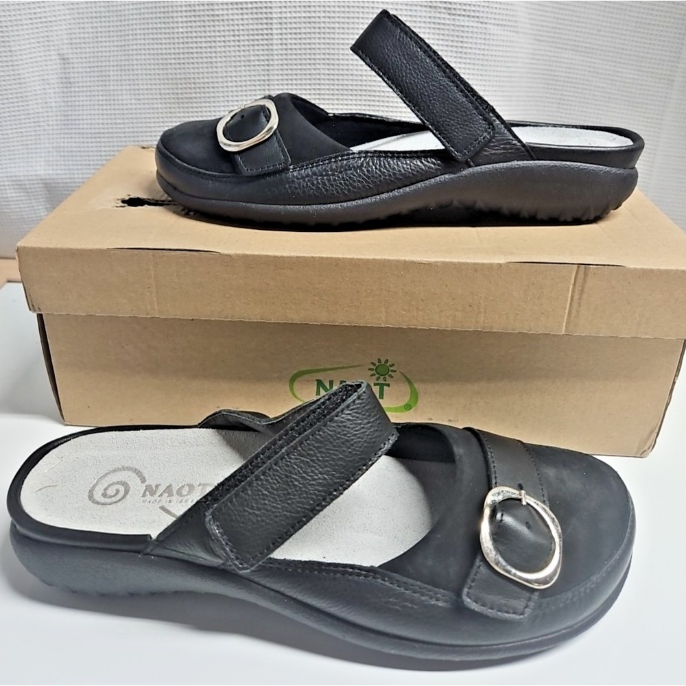 NAOT Women's Hongi Maryjane Soft Black Leather+ Nubuck 38/L7 new in box
